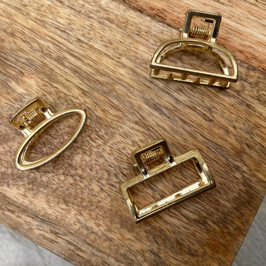 Set of Three Gold Mini Clips