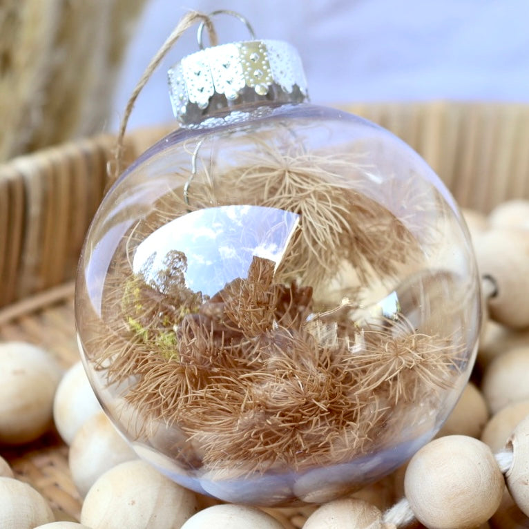 8cm Personalised Name Dried Flower Bauble